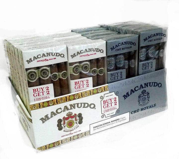 Display of Macanudo Imported and Royale Crew Box of 28 packs